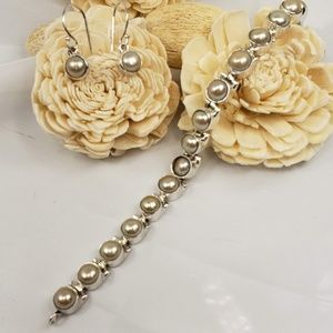 aCleoni Pearl & Sterling Bracelet & Earring Set